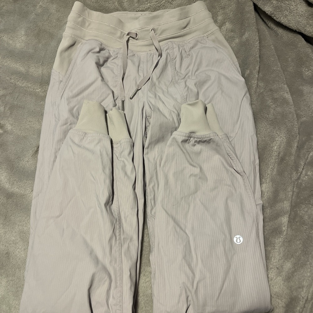 Grey/White Lululemon Dance Studio Joggers
